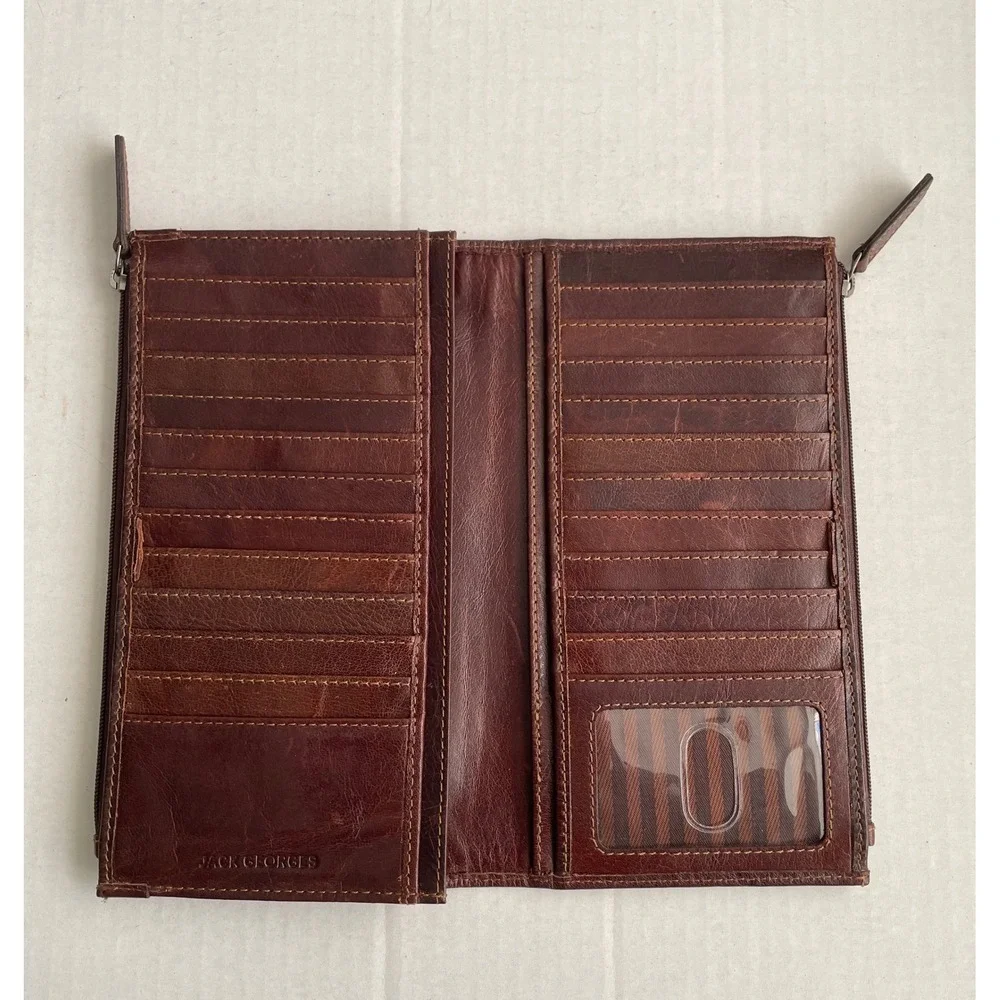 Jack Georges Brown Leather Men's/Women's Travel Wallet Clutch
